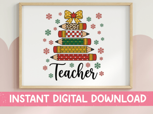 Christmas Student Pencil Snowflake Graphics for T-Shirt Designs