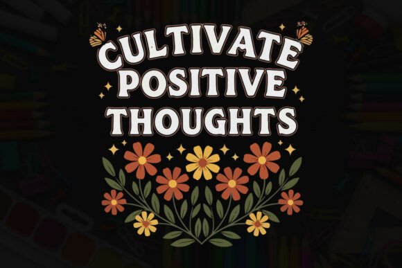 Cultivate Positive Thoughts Floral Art Graphics & T-Shirt Designs