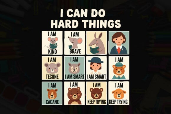 I Can Do Hard Things: Kids Affirmations Graphics & T-Shirt Designs