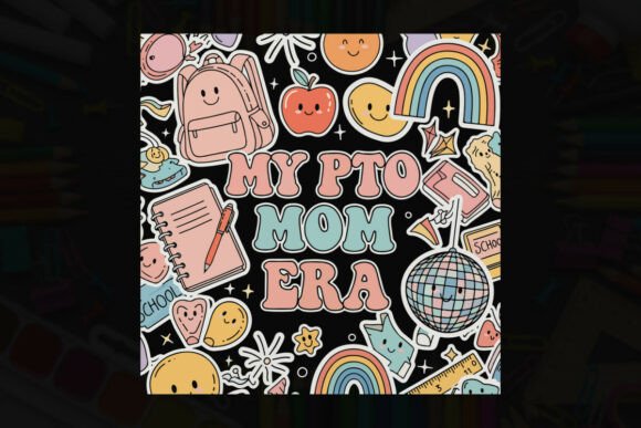 My PTO Mom Era Retro Stickers: Graphics & T-Shirt Designs