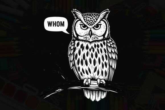 Owl on Branch Whom: Graphics for T-Shirt Designs