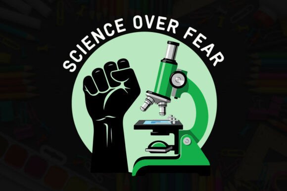 Science over Fear Fist: Bold Graphics for T-Shirt Designs
