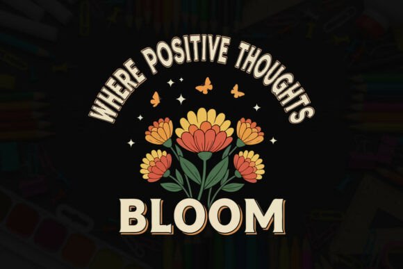 Where Positive Thoughts Bloom Art Graphics & T-Shirt Designs