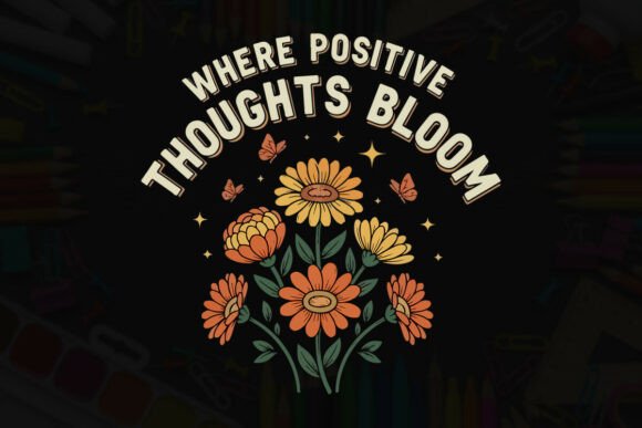 Where Positive Thoughts Bloom Floral Graphics
